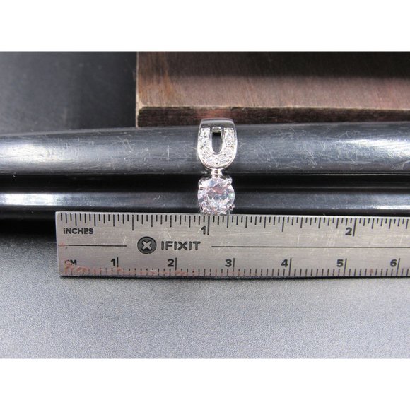 Size 8 Silver Tone Clear CZ Gemstone Band Ring Vintage Wedding Engagement - Picture 5 of 6